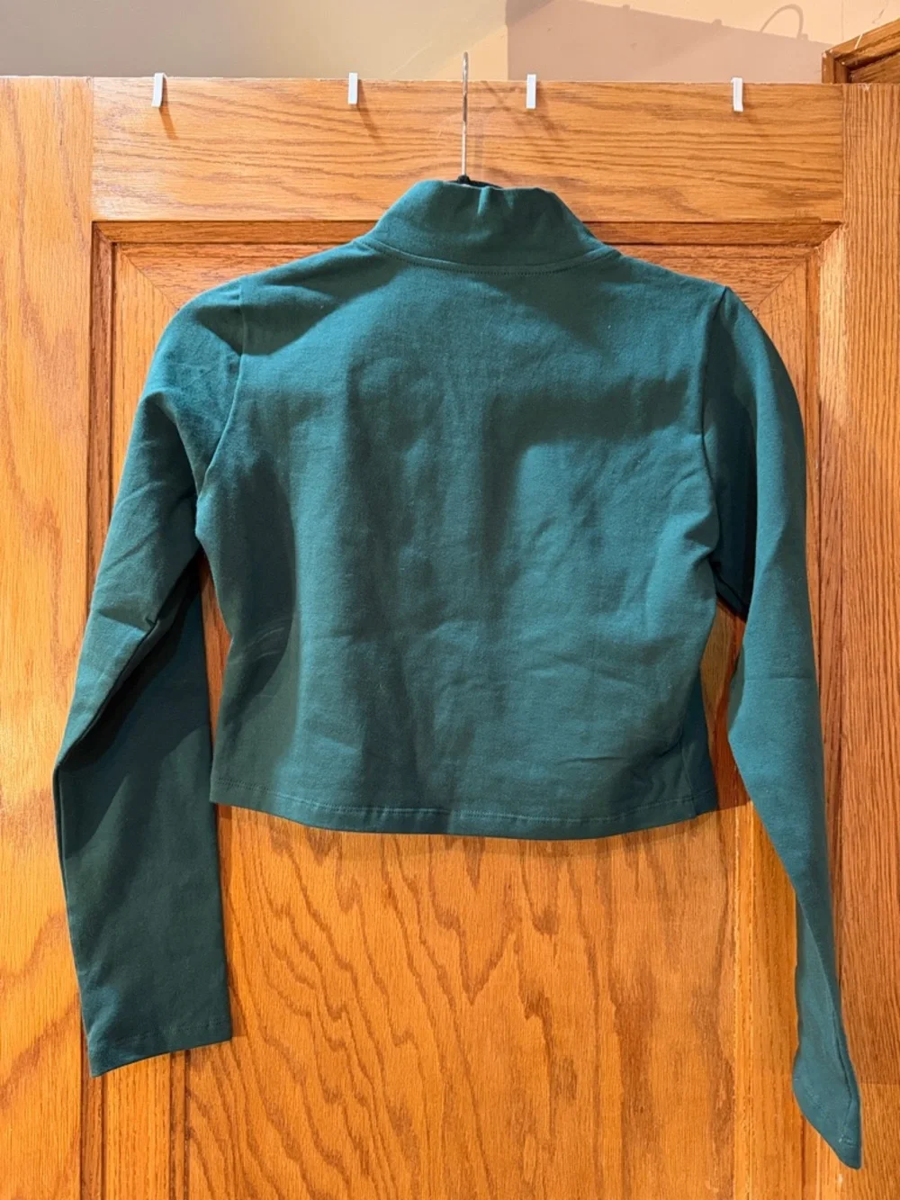 Manners LDN Cropped Half-Zip Pullover in Deep Teal - Picture 2 of 6